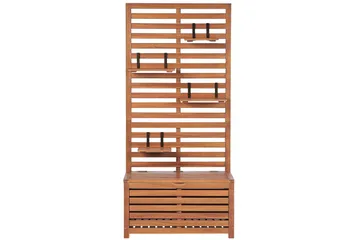 Trädgårdsbänk med väggpanel Beliani Matino Light wood - Puutarhakalusteet - Ulkosohva & puutarhapenkki - Puutarhapenkki & ulkopenkki