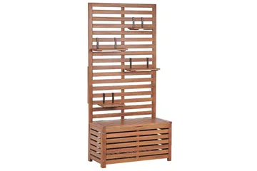 Trädgårdsbänk med väggpanel Beliani Matino Light wood - Puutarhakalusteet - Ulkosohva & puutarhapenkki - Puutarhapenkki & ulkopenkki