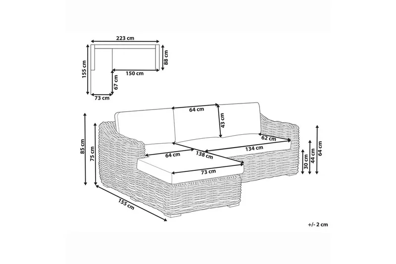 Ulkosohva Valletri - Puutarhakalusteet - Ulkosohva & puutarhapenkki - Puutarhasohva