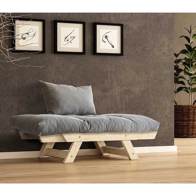 Zylar 2-istuttava taitettava vuodesohva puukehyksellä 75x140 cm pellavaa - Harmaa|Beige - Huonekalut - Sohva - Vuodesohva - 2 istuttava vuodesohva