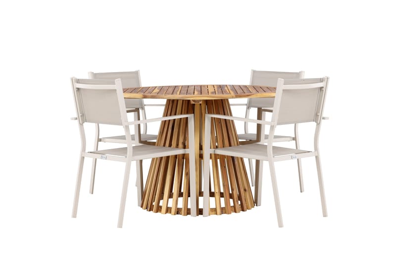 Lumpur ruokailuryhmä pyöreä 120 cm + 4 Copacabana-tuolia beige, undefined