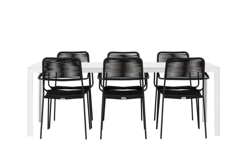 Break ruokailuryhmä 205 cm + 6 Hochanas-tuolia musta/ruskea - Puutarhakalusteet - Ulkoryhmä - Ruokailuryhmät ulos