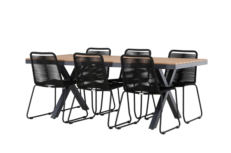 Garcia ruokailuryhmä 200 cm + 6 Linero-tuolia musta, undefined