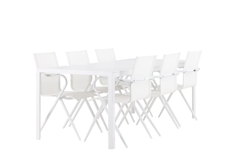Break ruokailuryhmä 205 cm + 6 Alling-tuolia valkoinen - Puutarhakalusteet - Ulkoryhmä - Ruokailuryhmät ulos