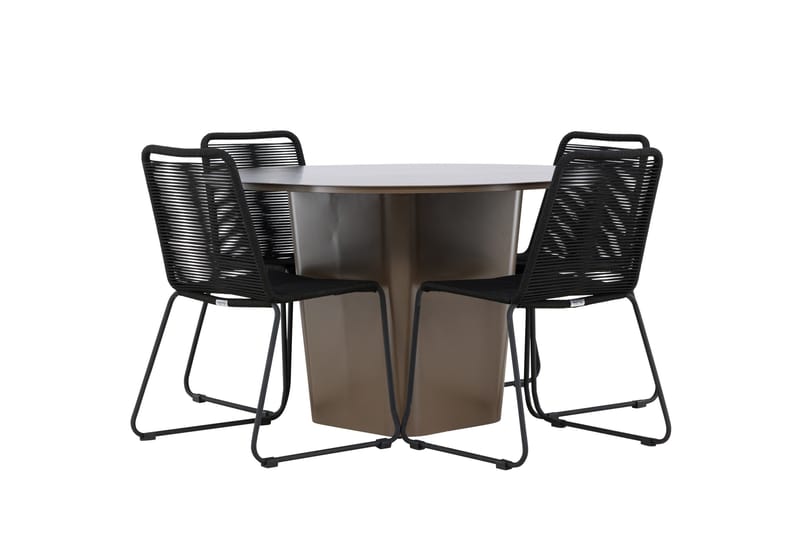 Santa Fe ruokailuryhmä pyöreä 120 cm + 4 Linero-tuolia musta/ruskea, undefined