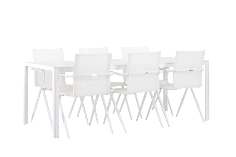 Break ruokailuryhmä 205 cm + 6 Alling-tuolia valkoinen - Puutarhakalusteet - Ulkoryhmä - Ruokailuryhmät ulos
