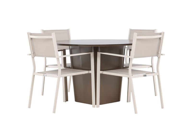 Santa Fe ruokailuryhmä pyöreä 120 cm + 4 Copacabana-tuolia beige/ruskea, undefined