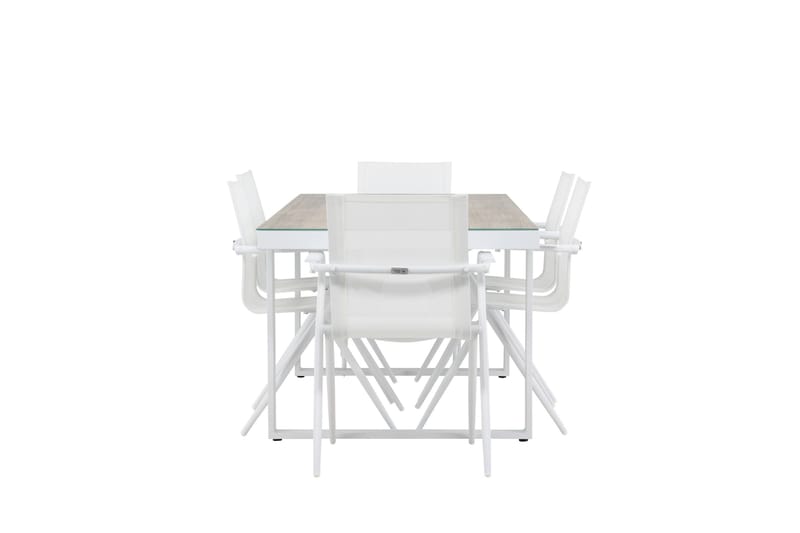 Merlo ruokailuryhmä 200 cm + 6 Alling-tuolia valkoinen - Puutarhakalusteet - Ulkoryhmä - Ruokailuryhmät ulos