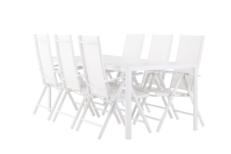 Break ruokailuryhmä 205 cm + 6 ruokatuolia valkoinen - Puutarhakalusteet - Ulkoryhmä - Ruokailuryhmät ulos