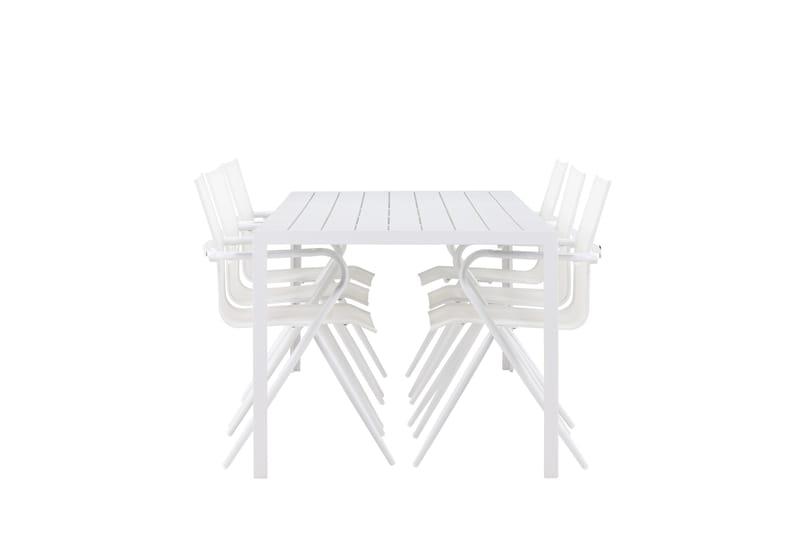 Break ruokailuryhmä 205 cm + 6 Alling-tuolia valkoinen - Puutarhakalusteet - Ulkoryhmä - Ruokailuryhmät ulos