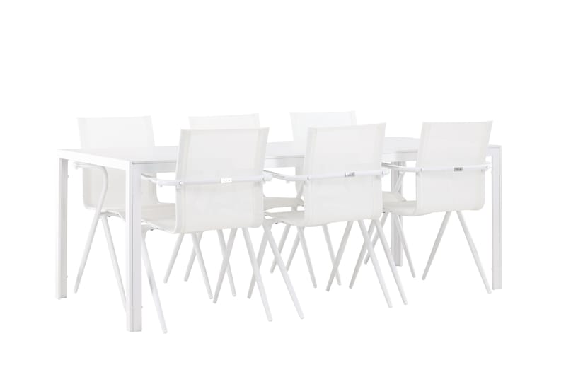 Break ruokailuryhmä 205 cm + 6 Alling-tuolia valkoinen - Puutarhakalusteet - Ulkoryhmä - Ruokailuryhmät ulos