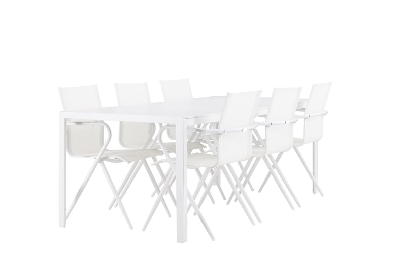 Break ruokailuryhmä 205 cm + 6 Alling-tuolia valkoinen - Puutarhakalusteet - Ulkoryhmä - Ruokailuryhmät ulos