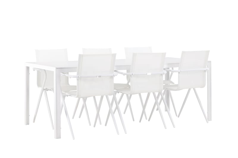 Break ruokailuryhmä 205 cm + 6 Alling-tuolia valkoinen - Puutarhakalusteet - Ulkoryhmä - Ruokailuryhmät ulos