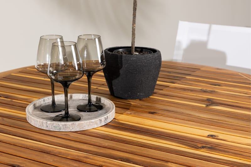 Lumpur ruokailuryhmä pyöreä 120 cm + 4 Alling-tuolia valkoinen - Puutarhakalusteet - Ulkoryhmä - Ruokailuryhmät ulos