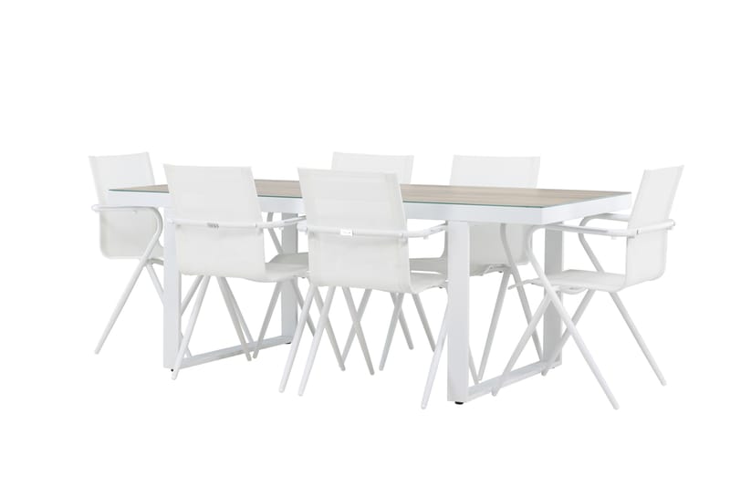 Merlo ruokailuryhmä 200 cm + 6 Alling-tuolia valkoinen, undefined