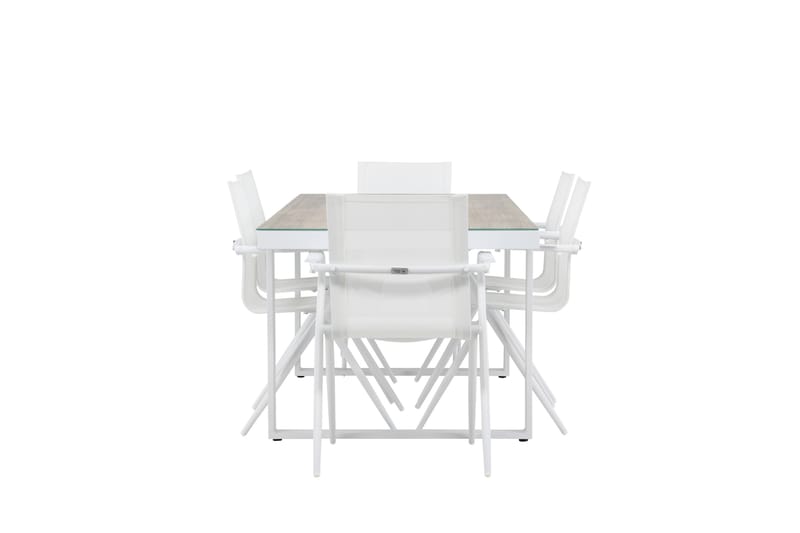 Merlo ruokailuryhmä 200 cm + 6 Alling-tuolia valkoinen - Puutarhakalusteet - Ulkoryhmä - Ruokailuryhmät ulos
