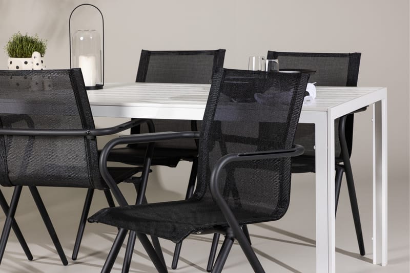 Break ruokailuryhmä 205 cm + 6 Alling-tuolia musta/valkoinen - Puutarhakalusteet - Ulkoryhmä - Ruokailuryhm ät ulos
