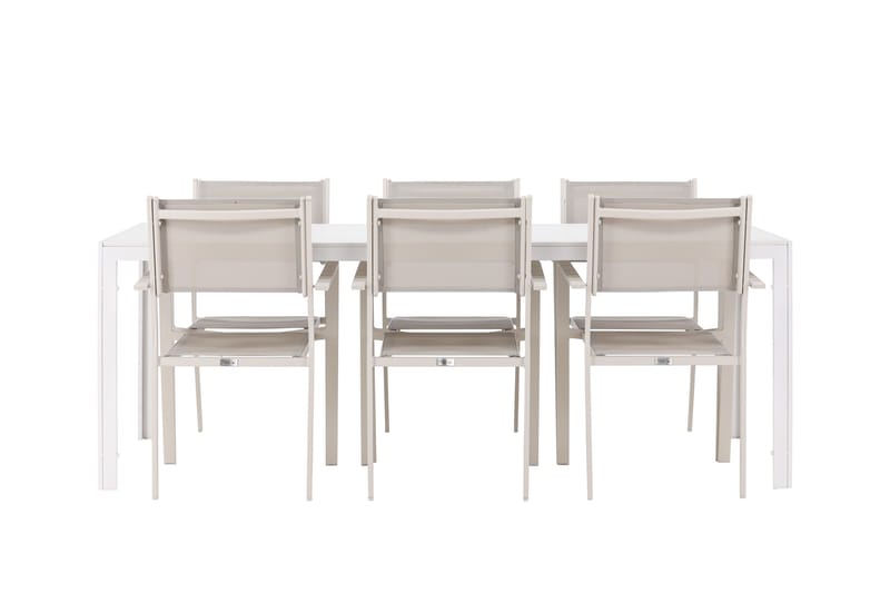 Break ruokailuryhmä 205 cm + 6 Copacabana-tuolia beige/valkoinen - Puutarhakalusteet - Ulkoryhmä - Ruokailuryhmät ulos