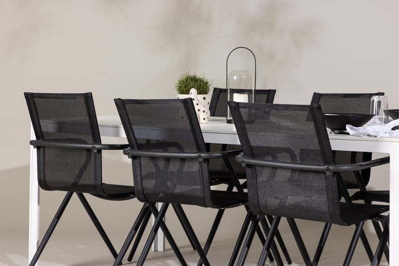 Break ruokailuryhmä 205 cm + 6 Alling-tuolia musta/valkoinen - Puutarhakalusteet - Ulkoryhmä - Ruokailuryhmät ulos
