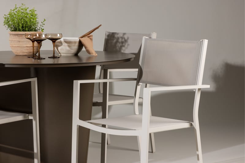 Santa Fe ruokailuryhmä pyöreä 120 cm + 4 Copacabana-tuolia beige/ruskea - Puutarhakalusteet - Ulkoryhmä - Ruokailuryhmät ulos