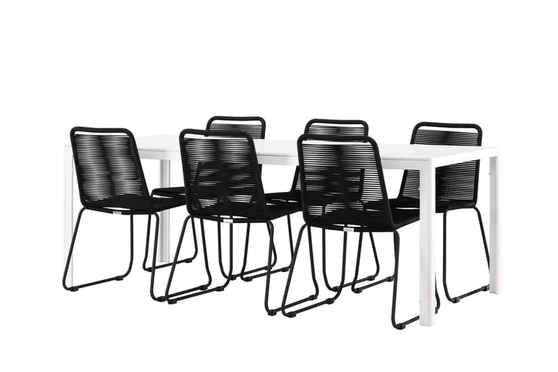 Break ruokailuryhmä 205 cm + 6 Linero-tuolia musta/valkoinen, undefined