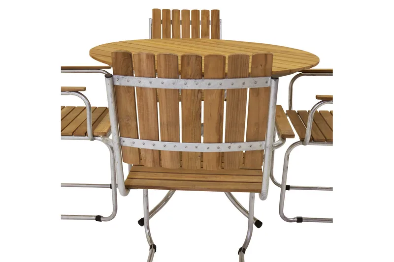 Arild Ruokailuryhmä 110 cm Pyöreä + 4 Ruokailutuolia - Puutarhakalusteet - Ulkoryhmä - Ruokailuryhmät ulos