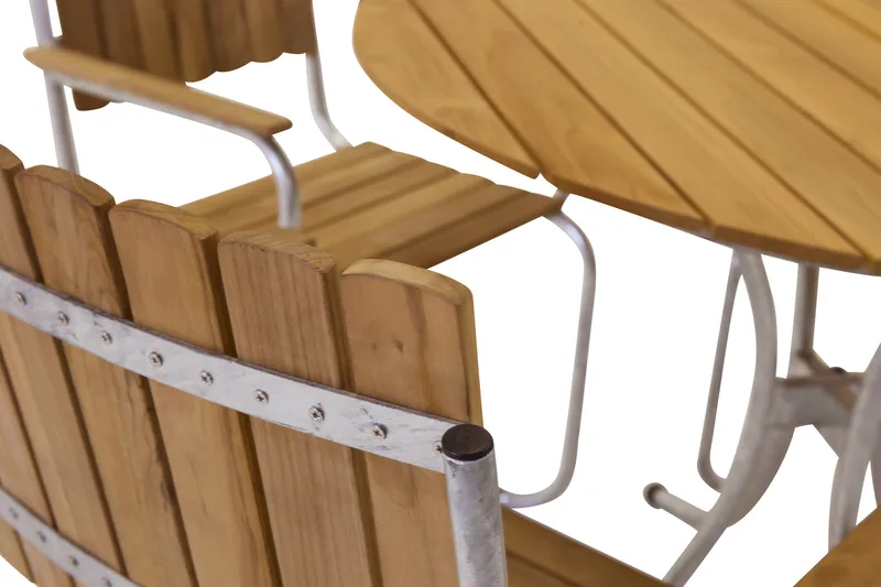 Arild Ruokailuryhmä 110 cm Pyöreä + 4 Ruokailutuolia - Puutarhakalusteet - Ulkoryhmä - Ruokailuryhmät ulos