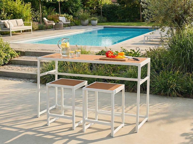 Baarisetti puutarhaan 2-istuttava Avetrana - valkoinen/ruskea - Puutarhakalusteet - Ulkoryhmä - Ruokailuryhmät ulos