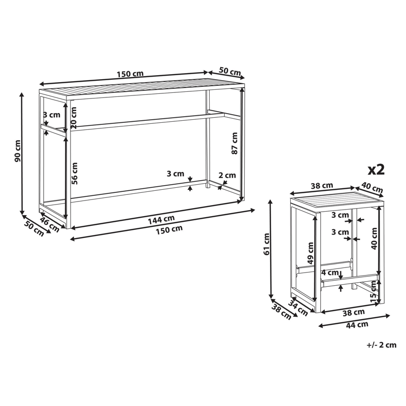 Baarisetti puutarhaan 2-istuttava Avetrana - valkoinen/ruskea - Puutarhakalusteet - Ulkoryhmä - Ruokailuryhmät ulos