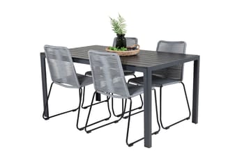 Break Ruokailuryhmä 150 cm + 4 Lindos Ruokatuolia - Musta - Puutarhakalusteet - Ulkoryhmä - Ruokailuryhmät ulos