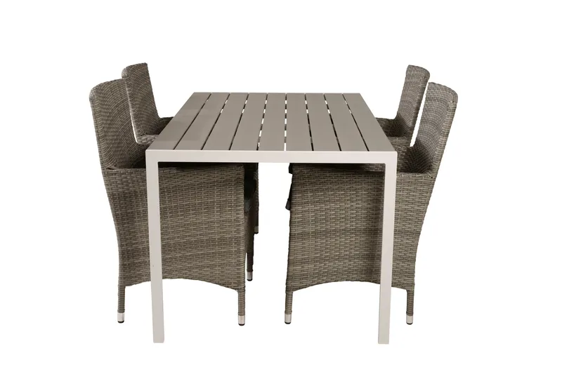 Break Ruokailuryhmä 150 cm + 4 Malin Ruokatuolia, Harmaa / Valkoinen