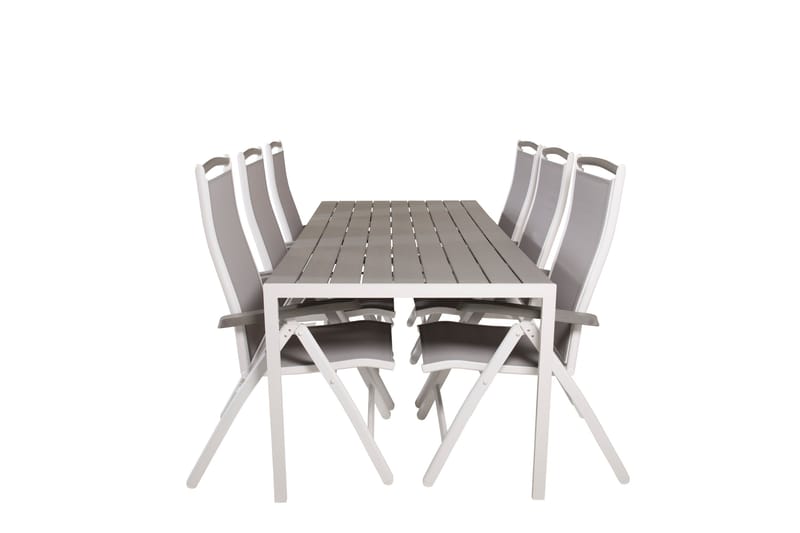 Break Ruokailuryhmä 205 cm + 6 Albany Positions-tuolia, Harmaa / Valkoinen