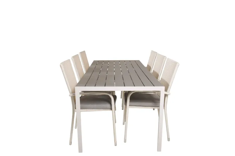 Break Ruokailuryhmä 205 cm + 6 Anna Ruokatuolia, Harmaa / Valkoinen