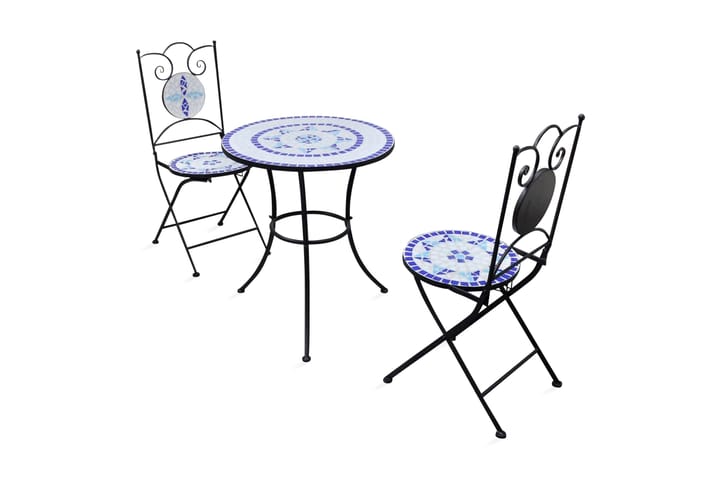 3-osainen Bistrokalustesarja mosaiikki sininen ja valkoinen - Sininen - Parvekesetti - Cafe-ryhmä
