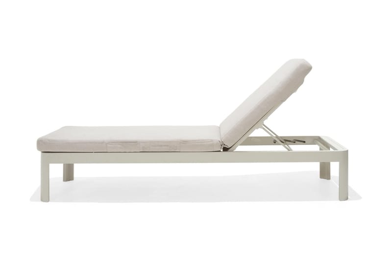 Aurinkosänky Portals Pehmusteella - Valkoinen / Puu - Puutarhakalusteet - Puutarhatuoli - Aurinkosänky & aurinkovaunu