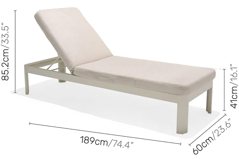 Aurinkosänky Portals Pehmusteella - Valkoinen / Puu - Puutarhakalusteet - Puutarhatuoli - Aurinkosänky & aurinkovaunu