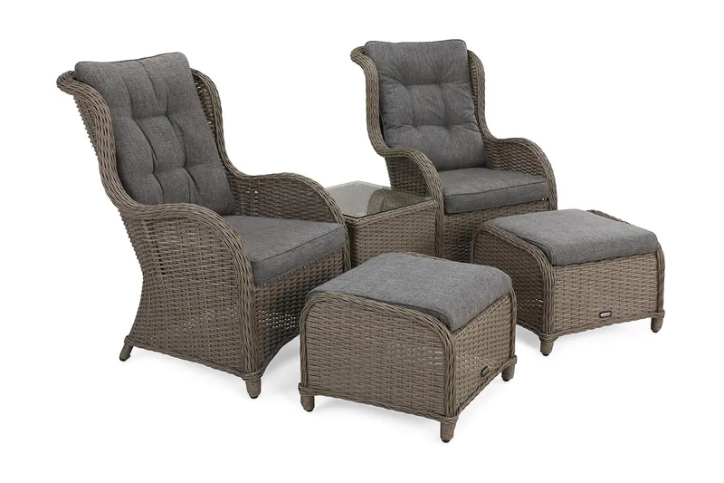 Caféryhmä Marcus + Nojatuolit jalkarahilla + pehmusteet, Harmaa