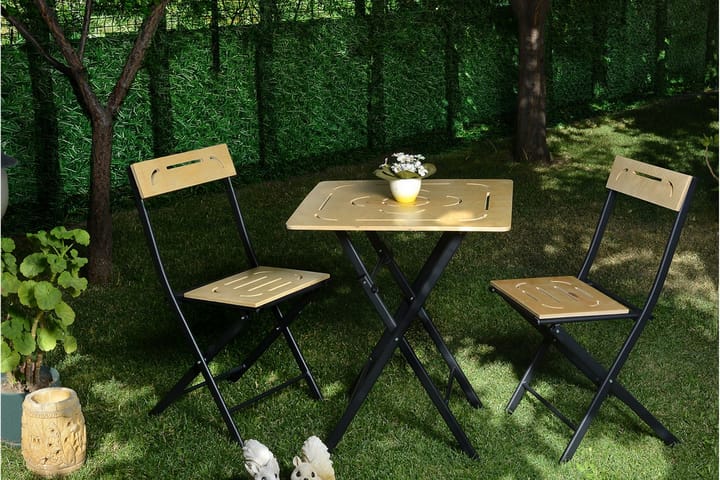 Kahvilasetti Riotorto 60 cm kukkakuvio + 2 tuolia - Ruskea/Musta - Parvekesetti - Cafe-ryhmä