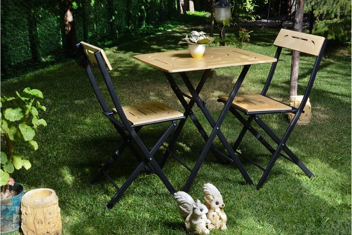 Kahvilasetti Riotorto 60 cm kukkakuvio + 2 tuolia - Ruskea/Musta - Parvekesetti - Cafe-ryhmä