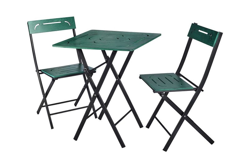 Kahvilasetti Riotorto 60 cm kukkakuvio + 2 tuolia - Vihreä / Musta - Puutarhakalusteet - Ulkoryhmä - Cafe-ryhmä