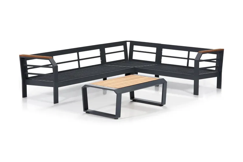 Kulmaoleskeluryhmä Lassento 4:n ist - Harmaa / keltainen / musta - Puutarhakalusteet - Terassiryhmät - Oleskeluryhmät