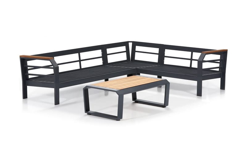 Kulmaoleskeluryhmä Lassento 4:n ist - Harmaa / keltainen / musta - Puutarhakalusteet - Terassiryhmät - Oleskeluryhmät