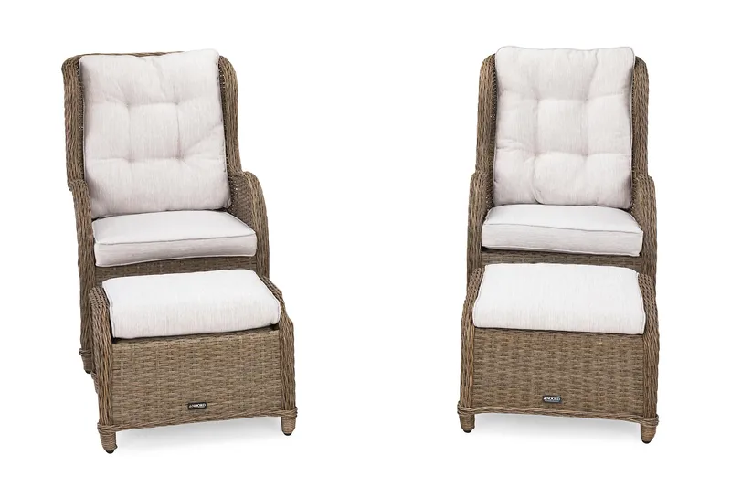 Nojatuoli Marcus Jalkarahilla + pehmuste 2-pak - Luonnonväri - Puutarhakalusteet - Parveke - Parvekekalusteet - Parvekesetti