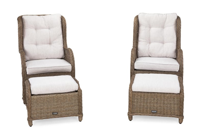 Nojatuoli Marcus Jalkarahilla + pehmuste 2-pak - Luonnonväri - Puutarhakalusteet - Parveke - Parvekekalusteet - Parvekesetti