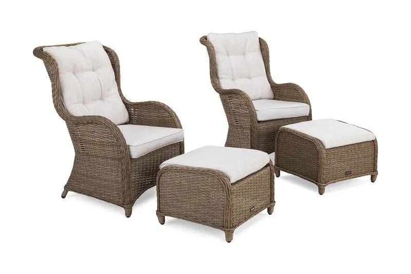 Nojatuoli Marcus Jalkarahilla + pehmuste 2-pak, Luonnonväri