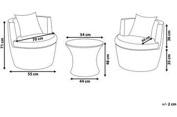 Parvekekalustesetti Capri 54 cm - Harmaa - Puutarhakalusteet - Ulkoryhmä - Cafe-ryhmä