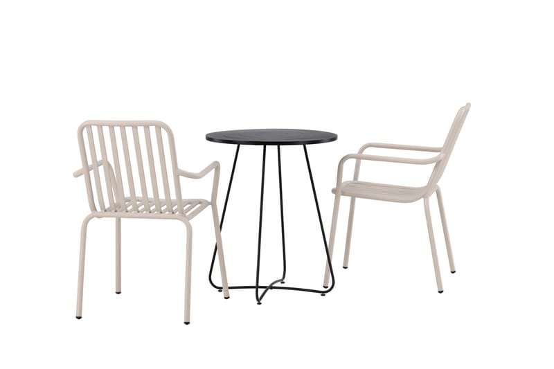 Parvekeryhmä Bacong Pyöreä 60 cm 2 Peking tuolia - Beige/Musta - Puutarhakalusteet - Parveke - Parvekekalusteet - Parvekesetti