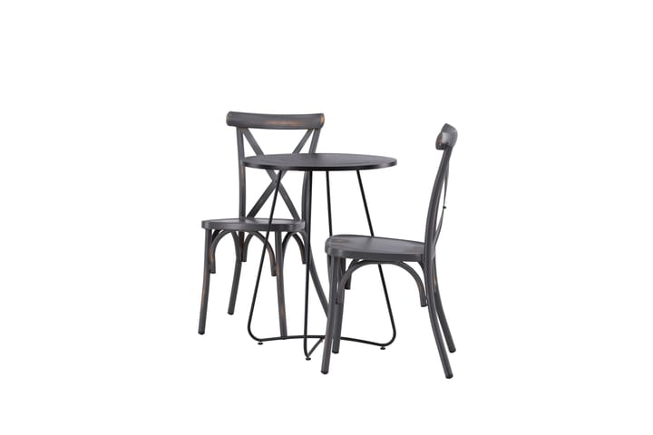 Parvekeryhmä Bacong Pyöreä 60 cm 2 Tablas tuolia - Tummanharmaa/Musta - Parvekesetti - Cafe-ryhmä