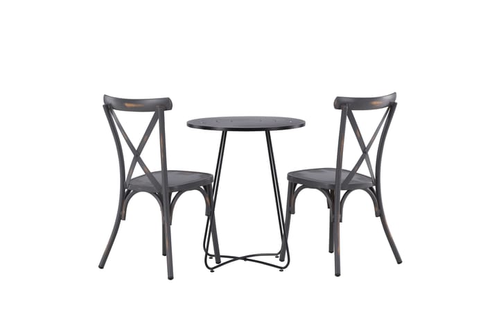 Parvekeryhmä Bacong Pyöreä 60 cm 2 Tablas tuolia - Tummanharmaa/Musta - Parvekesetti - Cafe-ryhmä