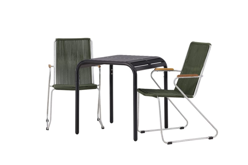 Parvekeryhmä Borneo 70 cm 2 Bois tuolia - Vihreä/Musta - Puutarhakalusteet - Parveke - Parvekekalusteet - Parvekesetti